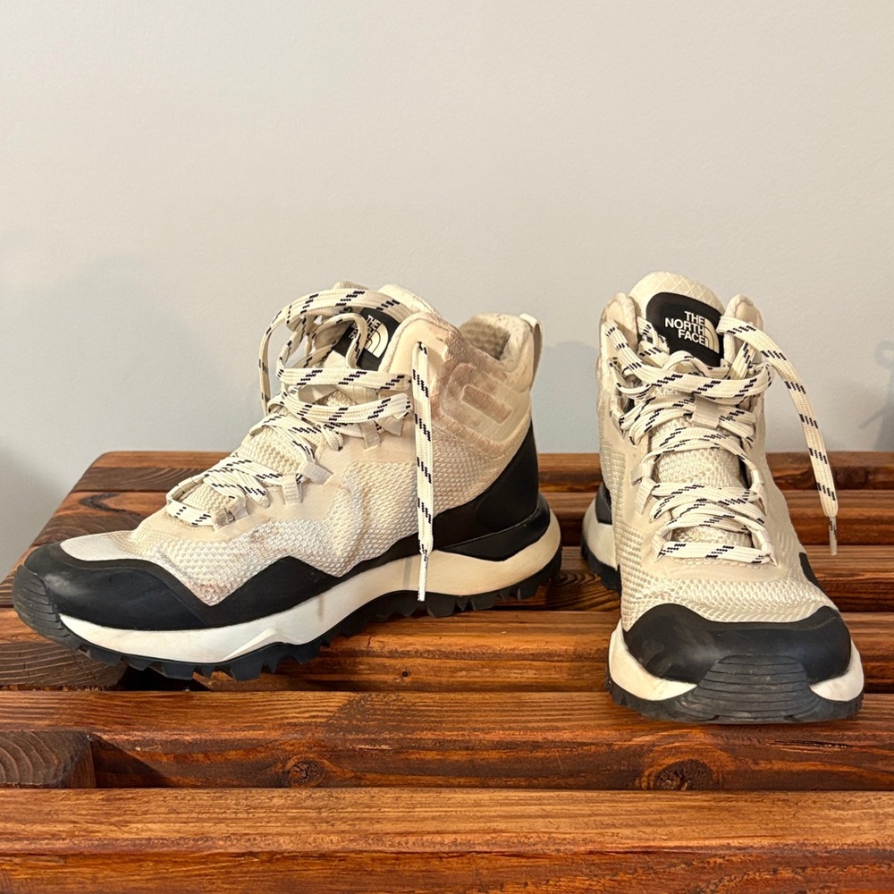 The North Face Cream and Black Outdoor Boots